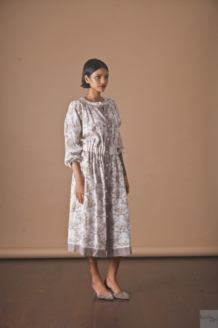 Qarshi, Rare Ikat Weave, Limited Edition Shirt Dress - kinchecom