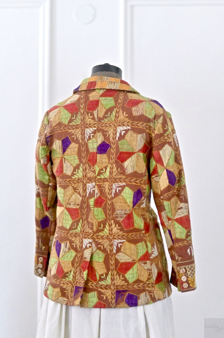 Prabh,  Size XXL Blazer, Made of Antique Phulkari Chaddar/ One of a Kind - kinchecom