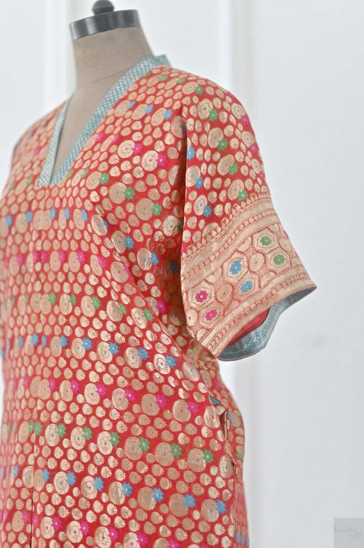 Silk and zari Kaftan dress