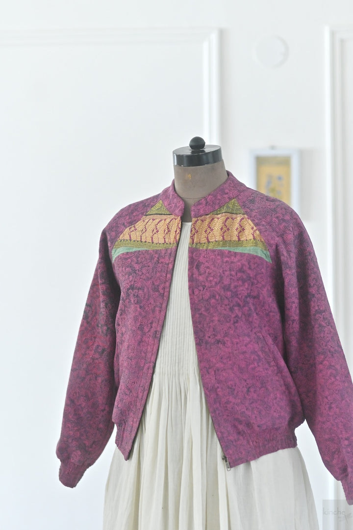 Medium, Adeline Jacket in a beautiful Vintage Print, Quilted Cotton Kantha - kinchecom