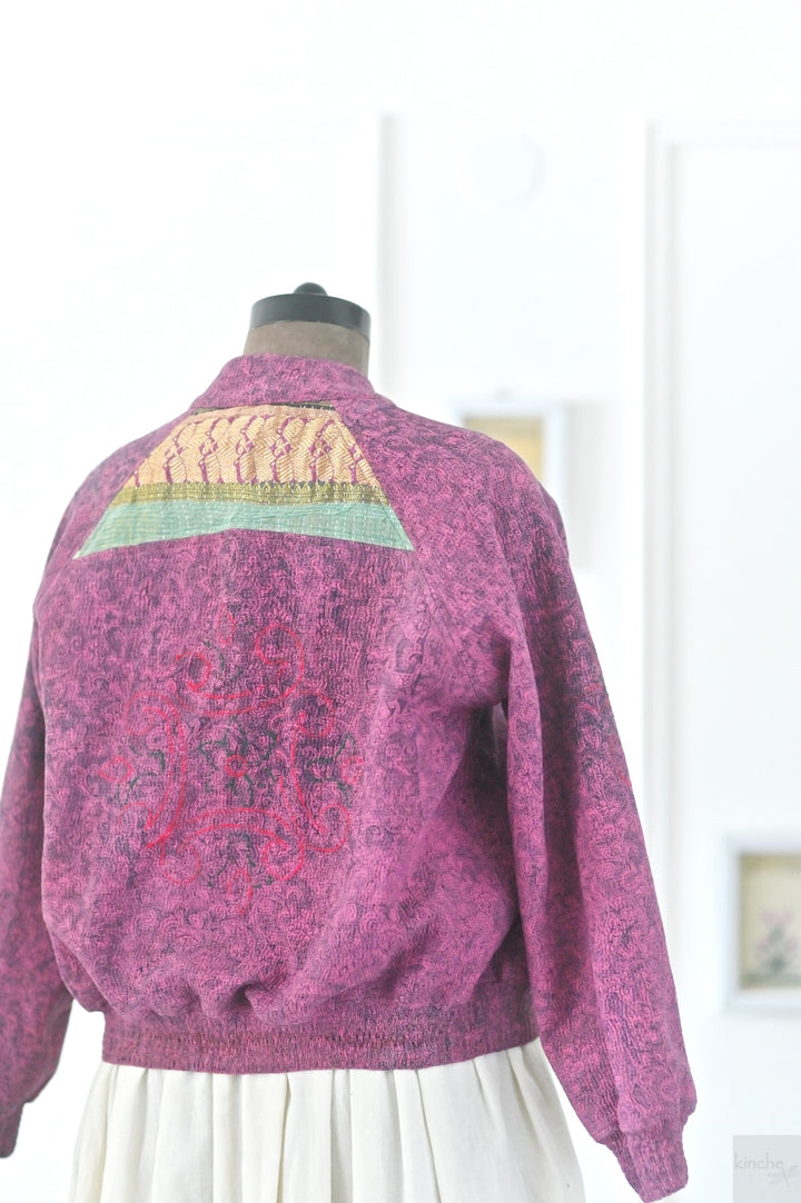 Medium, Adeline Jacket in a beautiful Vintage Print, Quilted Cotton Kantha - kinchecom
