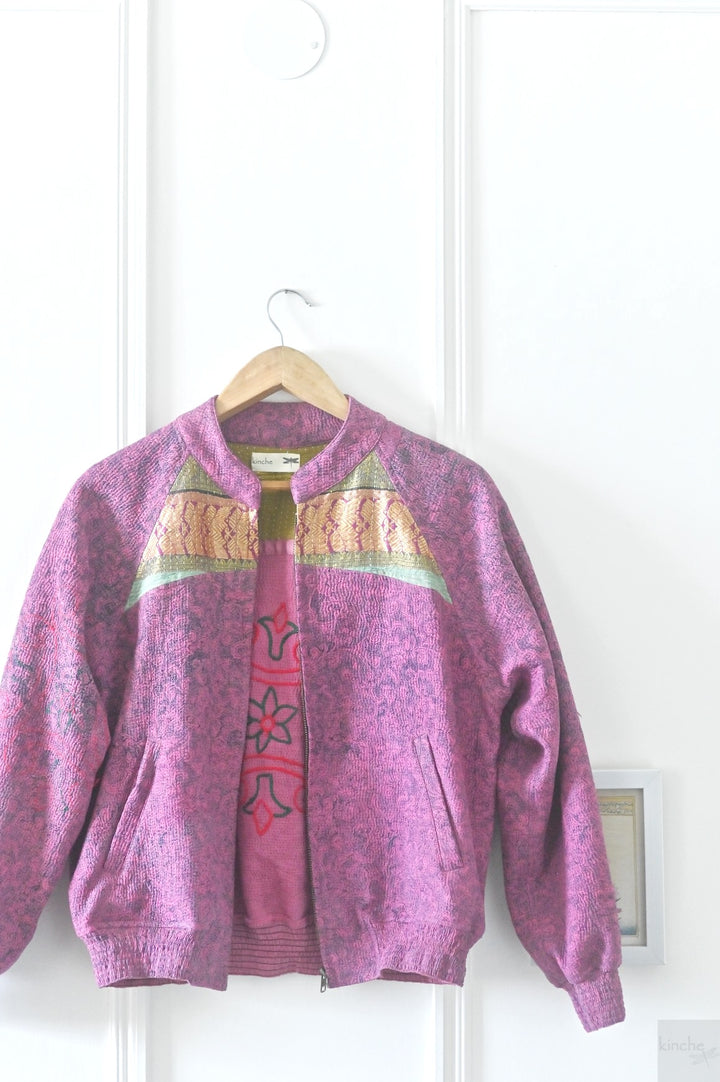 Medium, Adeline Jacket in a beautiful Vintage Print, Quilted Cotton Kantha - kinchecom
