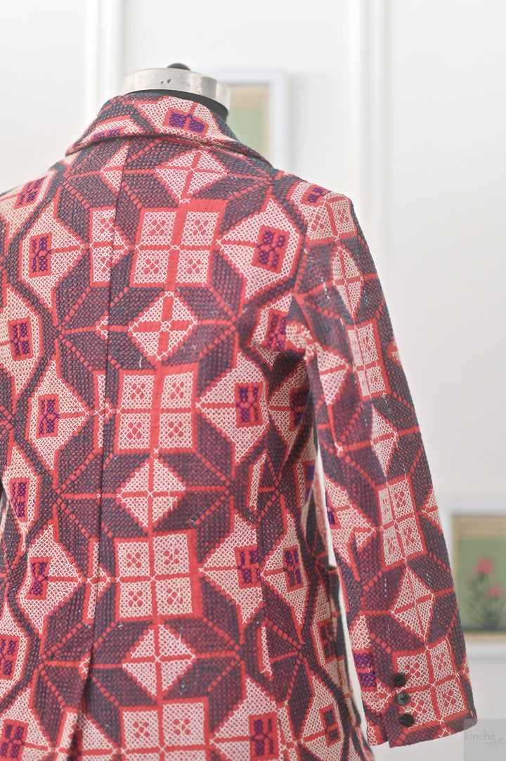 Bailey, 1900's Vintage Nakshi Embroidered kantha Quilt Blazer, XL - kinchecom