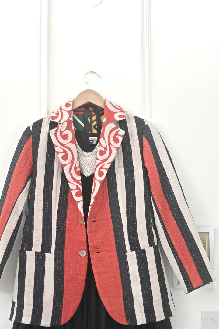 Medium, Carmel, Vintage Kantha Blazer, One of a Kind - kinchecom