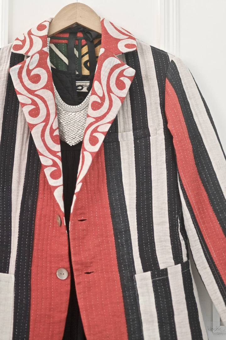 Medium, Carmel, Vintage Kantha Blazer, One of a Kind - kinchecom