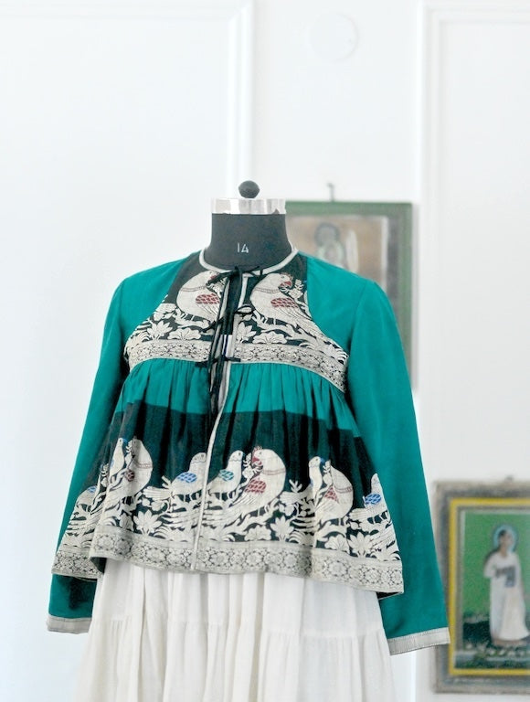 Meera, Handmade Katan Silk, Rare Pattern Kedia Blouse, XL
