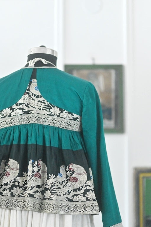Meera, Handmade Katan Silk, Rare Pattern Kedia Blouse, XL