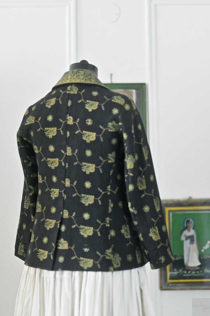 Ashton, Vintage Kanta Quilt Blazer Jacket in Black, Medium