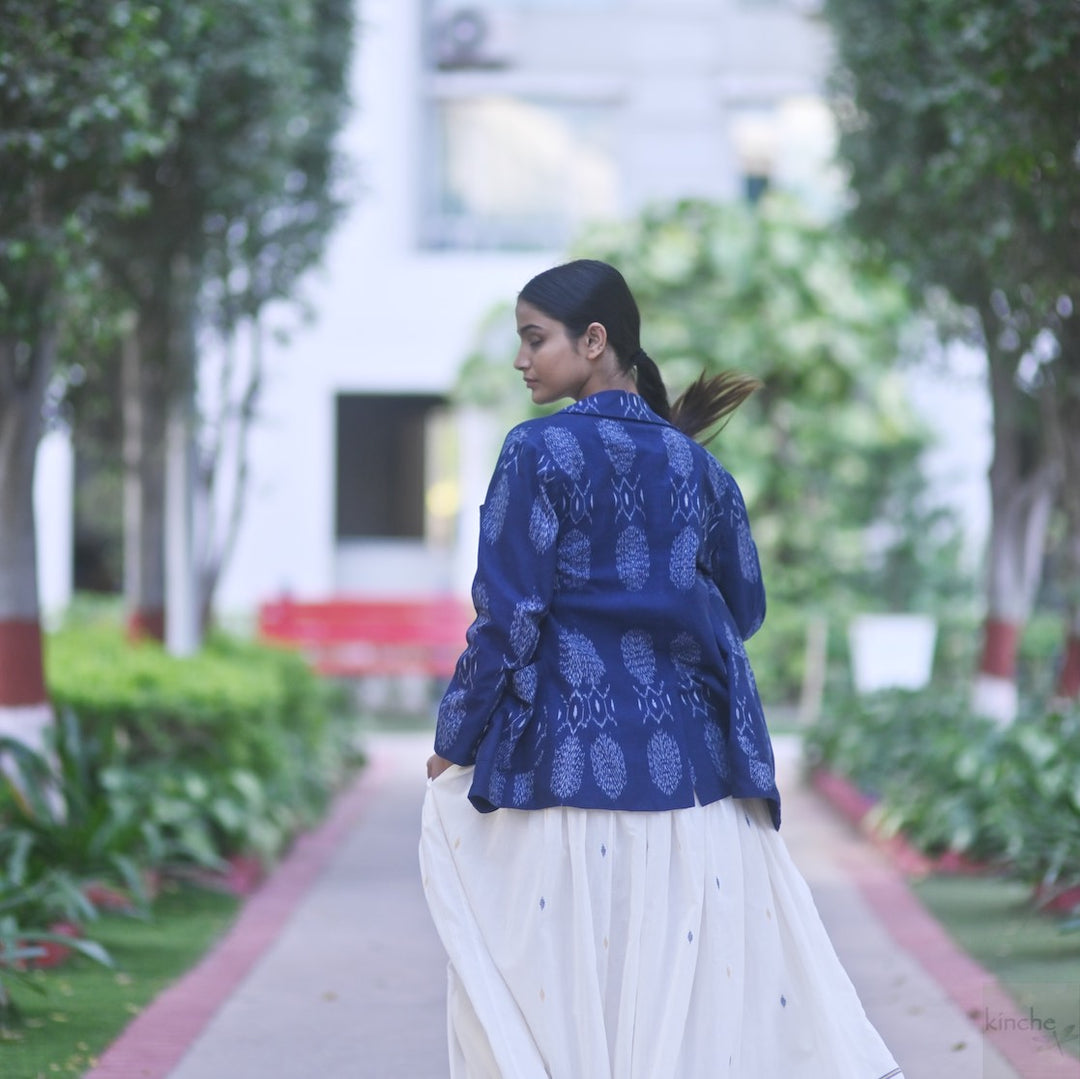 Bukhara Ikat Weave Indigo Blazer