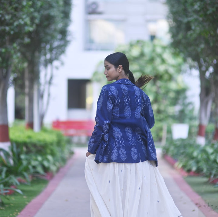 Bukhara Ikat Weave Indigo Blazer