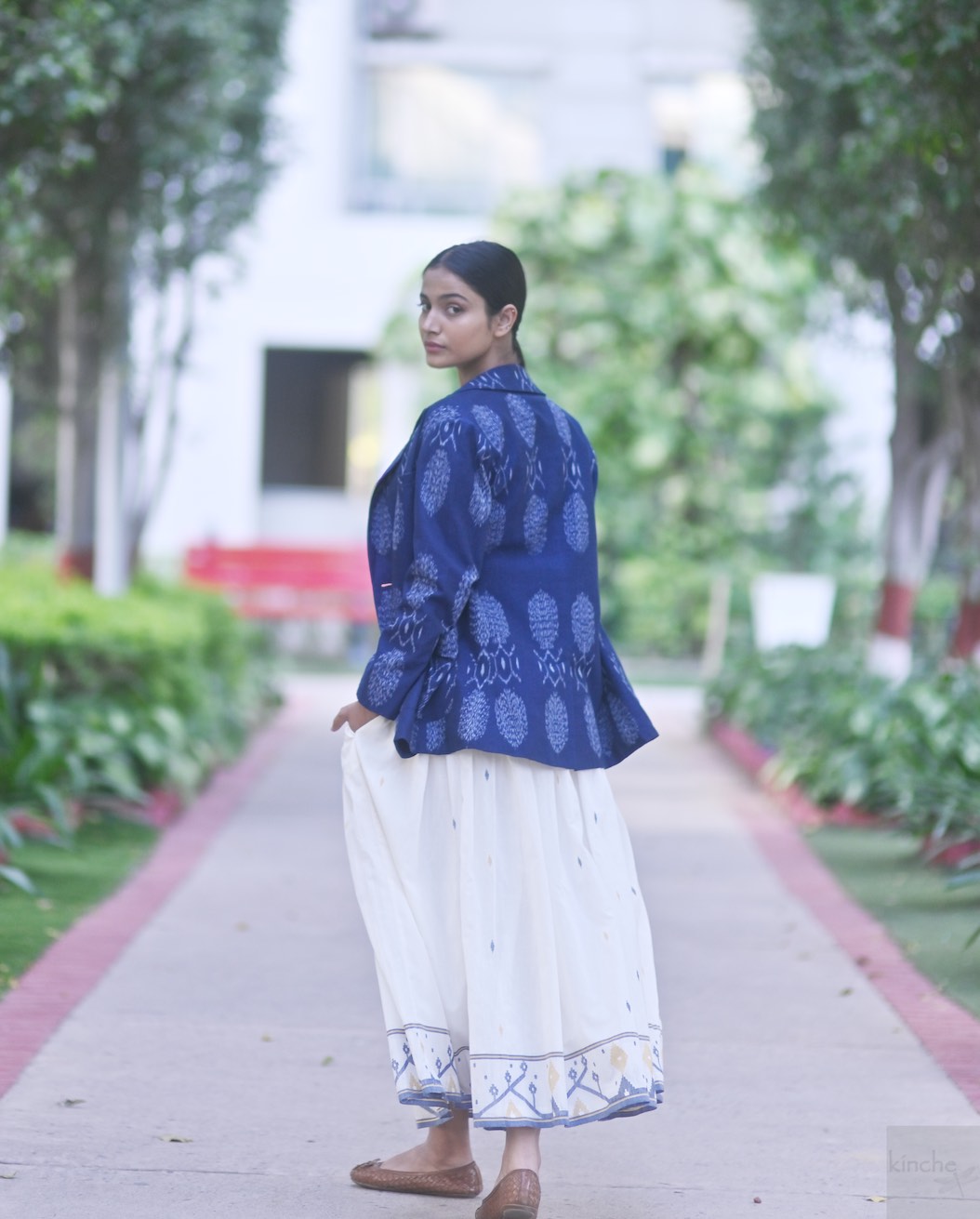 Bukhara Ikat Weave Indigo Blazer