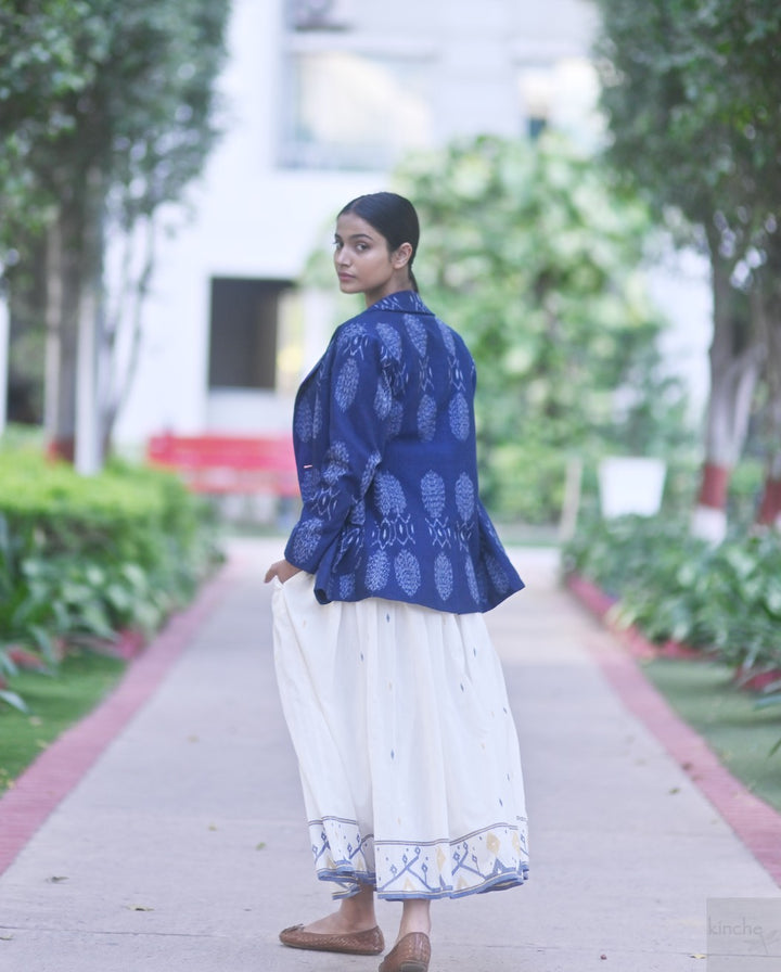 Bukhara Ikat Weave Indigo Blazer
