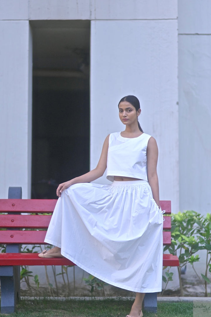 Lima Asymmetrical Dress with White Wrap Blouse
