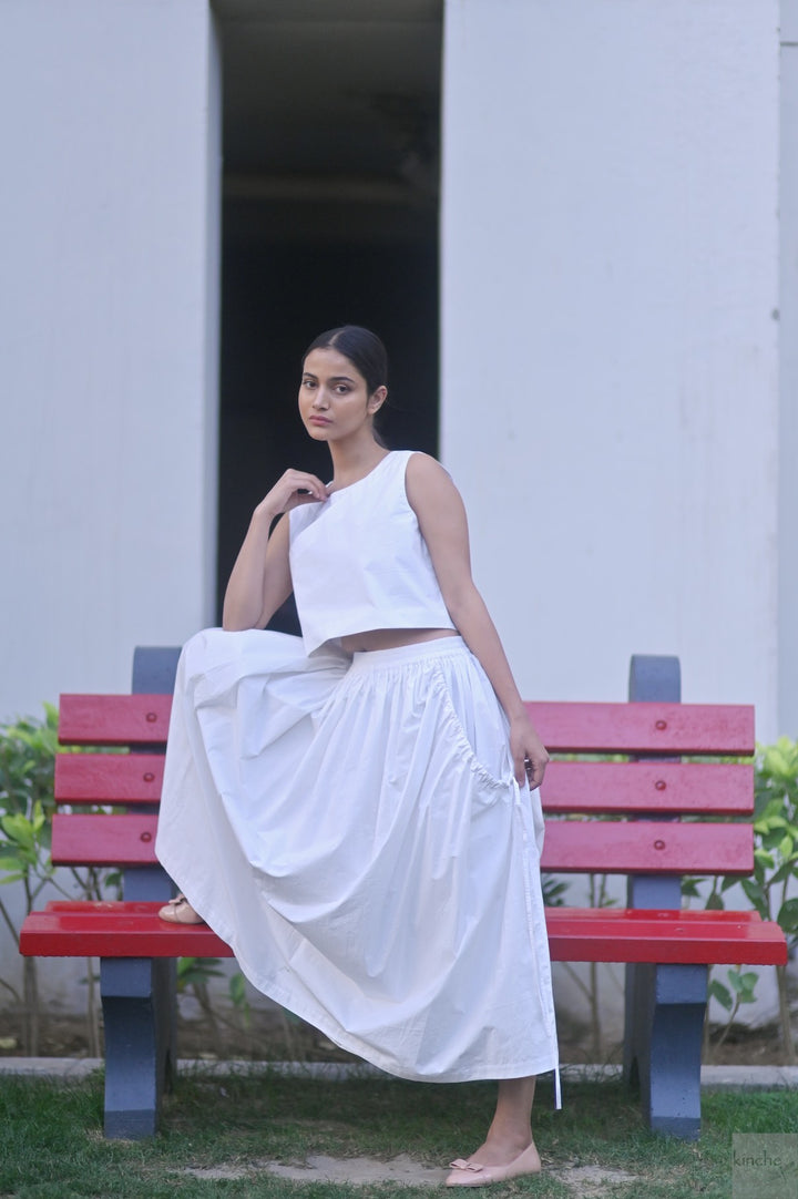 Lima Asymmetrical Dress with White Wrap Blouse