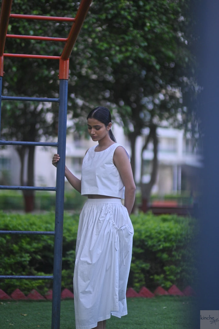 Lima Asymmetrical Dress with White Wrap Blouse