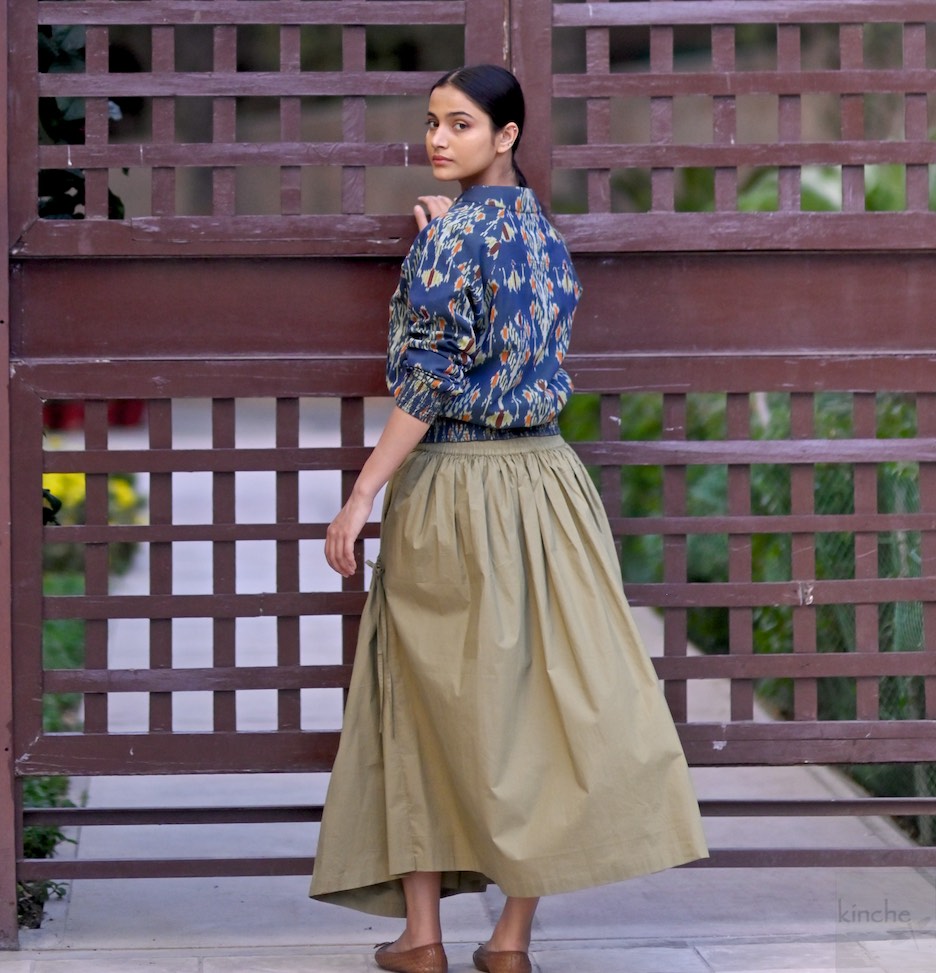 Lima, Elasticised Waist, Cotton Poplin Asymmetrical Skirt