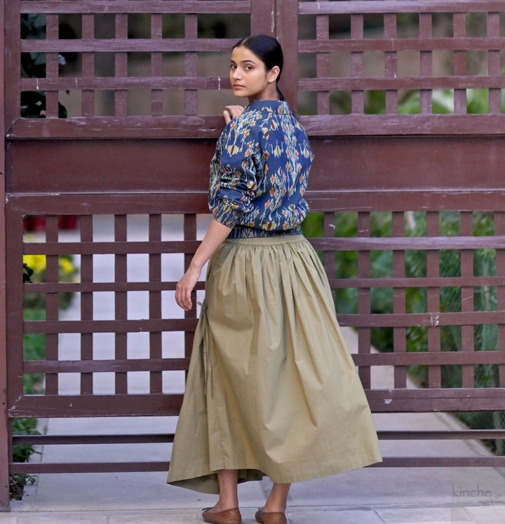 Agastya Bomber with Khaki Lima Skirt, Coord Set
