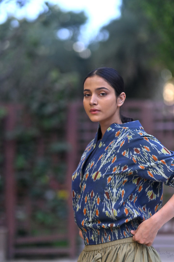 Agastya Bomber with Khaki Lima Skirt, Coord Set