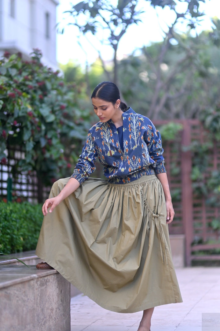 Agastya Bomber with Khaki Lima Skirt, Coord Set
