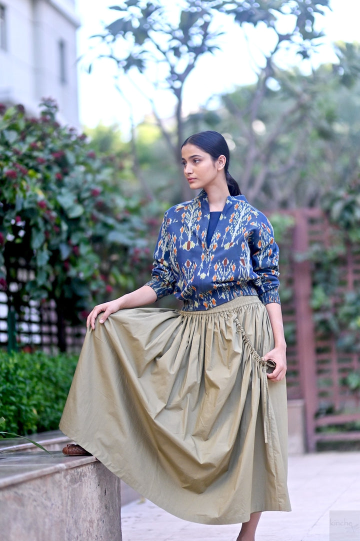 Agastya, Double Ikat Weave Uzbeki Pattern Bomber Jacket