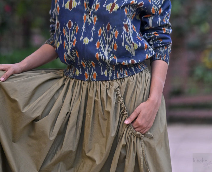 Agastya Bomber with Khaki Lima Skirt, Coord Set