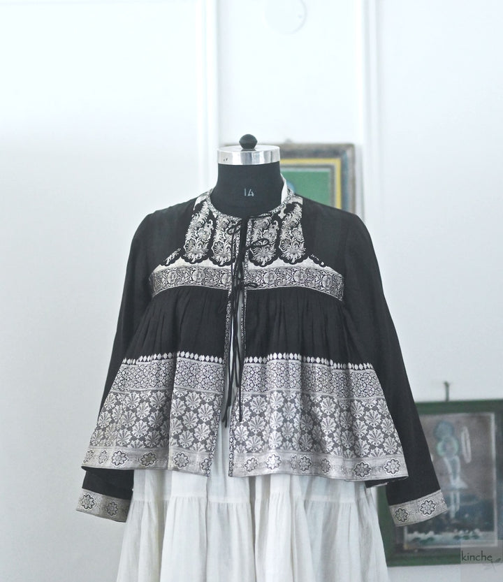 Amira,XXL, Katan Silk Kedia Blouse , Made with Vintage Zari Saree