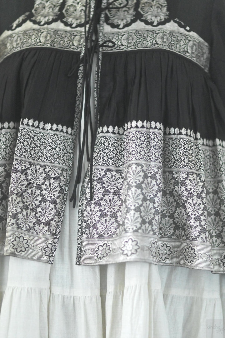 Amira,XXL, Katan Silk Kedia Blouse , Made with Vintage Zari Saree