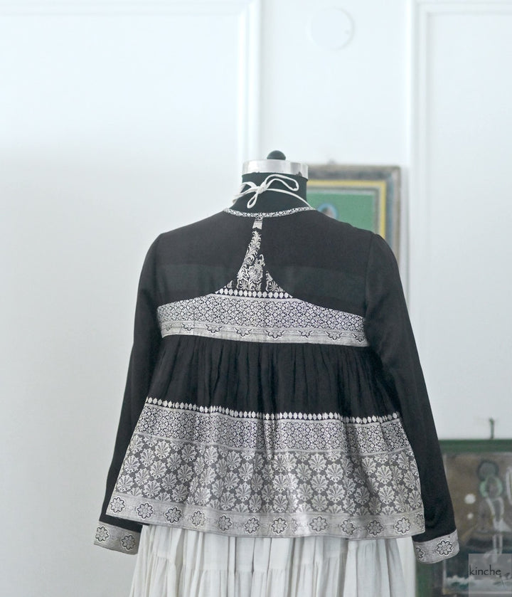 Amira,XXL, Katan Silk Kedia Blouse , Made with Vintage Zari Saree