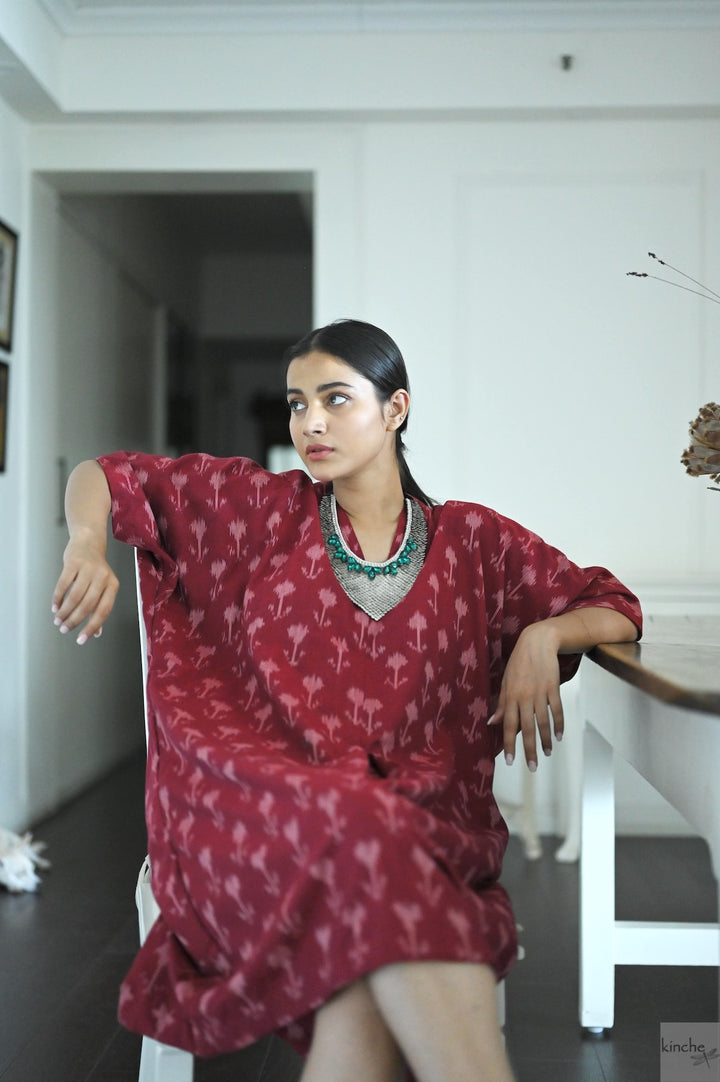 Beirut, Hand  Woven Ikat Weave Kaftan Dress