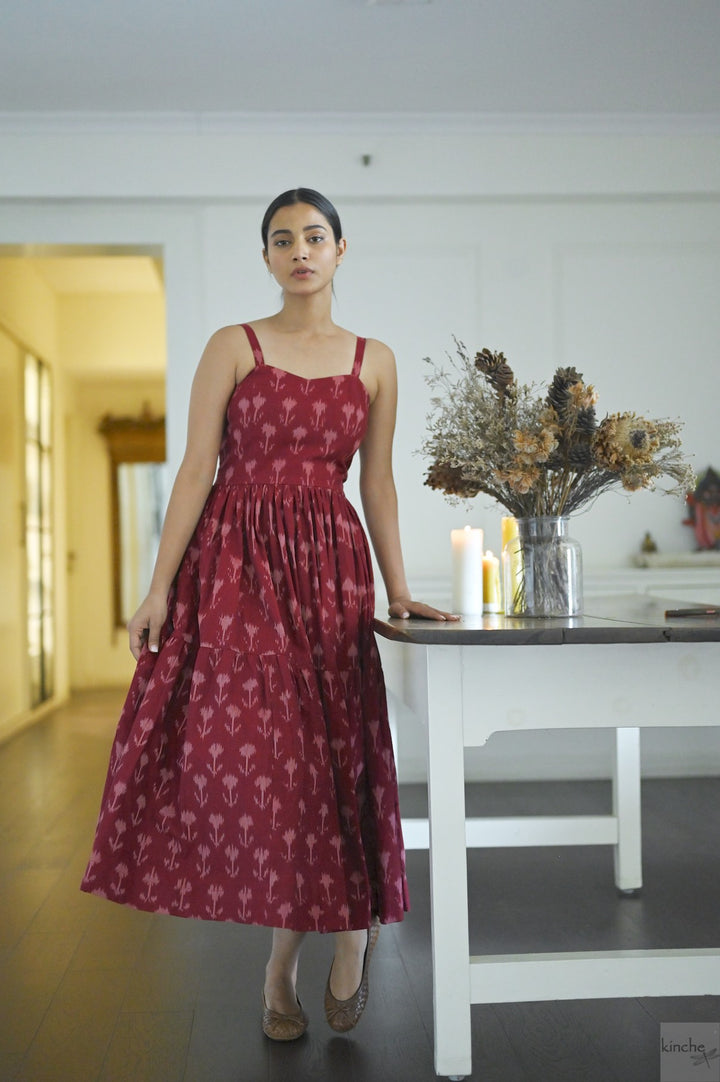 Beirut, Hand  Woven Ikat Weave Strap & Flared Dress