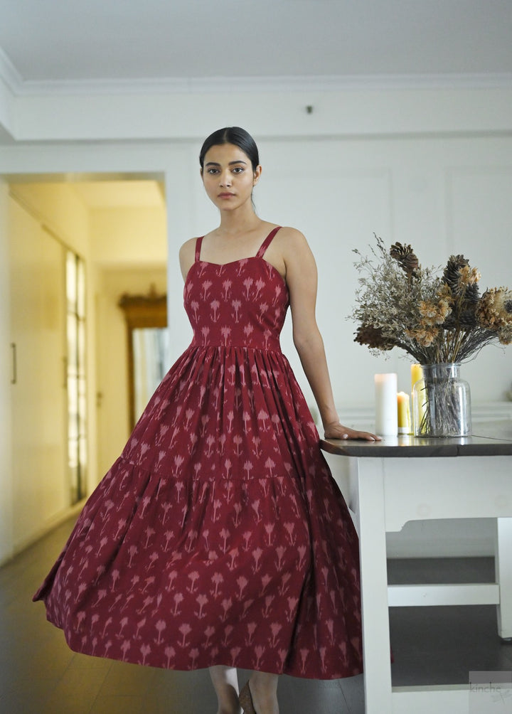 Beirut, Hand  Woven Ikat Weave Strap & Flared Dress