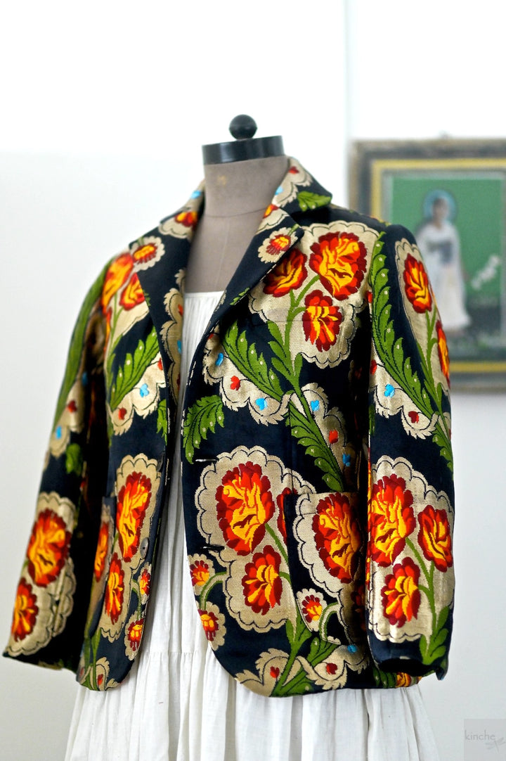 Dolma, Gyasar Silk & Copper Zari, Blazer in Black