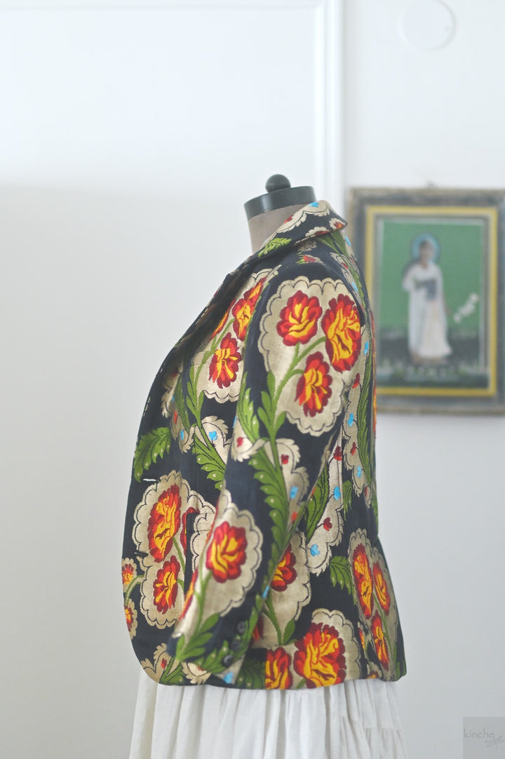 Dolma, Gyasar Silk & Copper Zari, Blazer in Black
