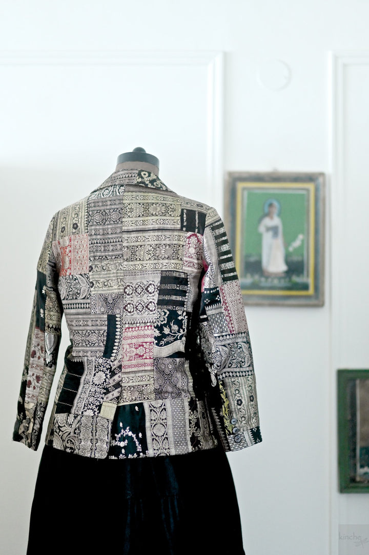 Sangam 14, Patchwork, Brocade Silk  Saree, Up Cycled Blazer, Large