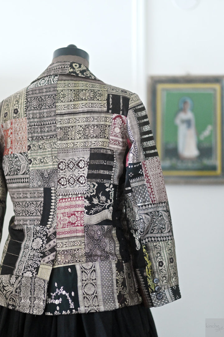Sangam 14, Patchwork, Brocade Silk  Saree, Up Cycled Blazer, Large