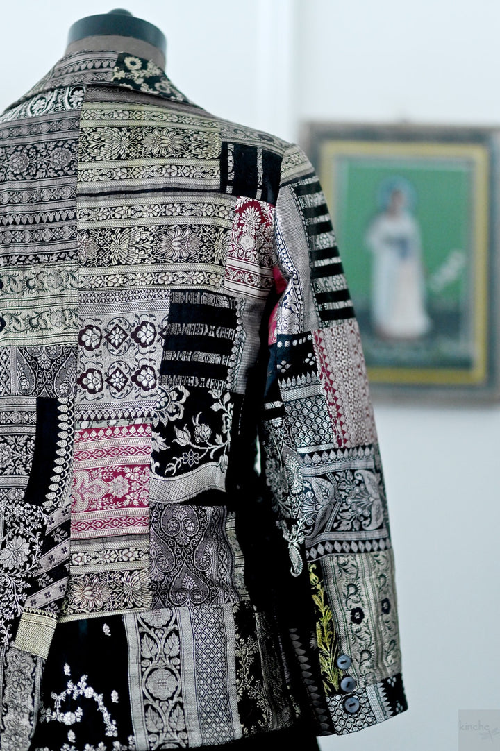 Sangam 14, Patchwork, Brocade Silk  Saree, Up Cycled Blazer, Large