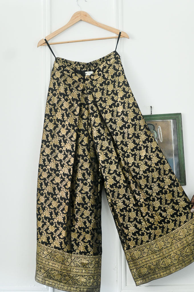 Iktara, One of a Kind Vintage Zari Silk Pants with Chanderi Vest