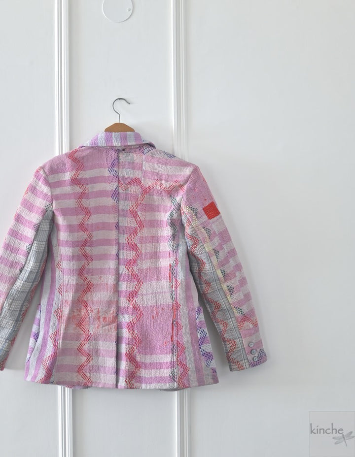 August, Sustainably made Kantha Blazer, One of a Kind Chest/Bust 40 - kinchecom