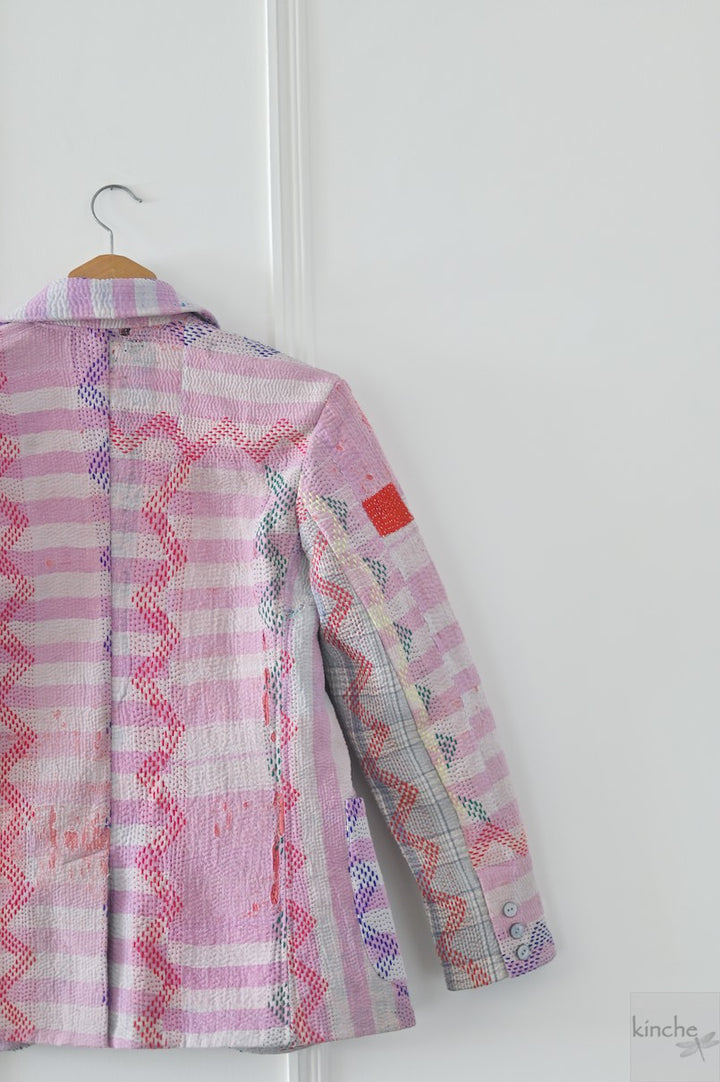 August, Sustainably made Kantha Blazer, One of a Kind Chest/Bust 40 - kinchecom