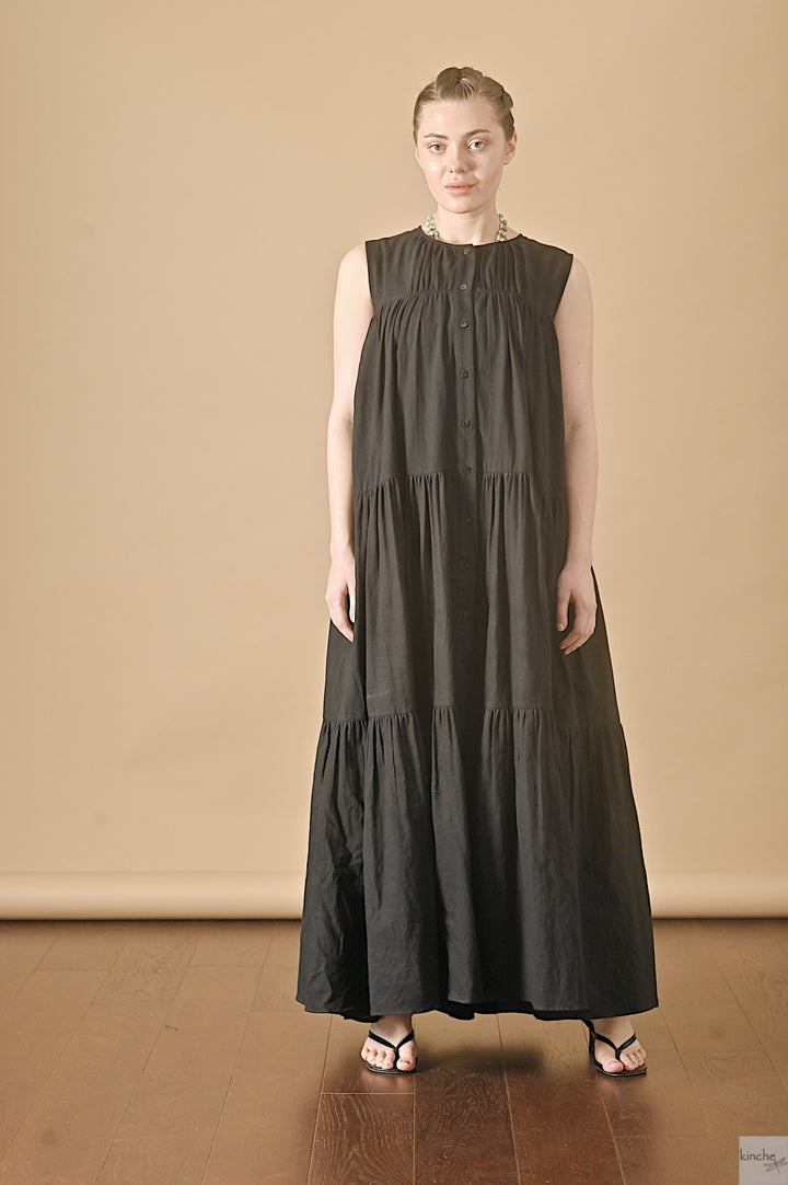Poppy, Long Cotton Maxi Dress, Front Open, Sustainably Made - kinchecom
