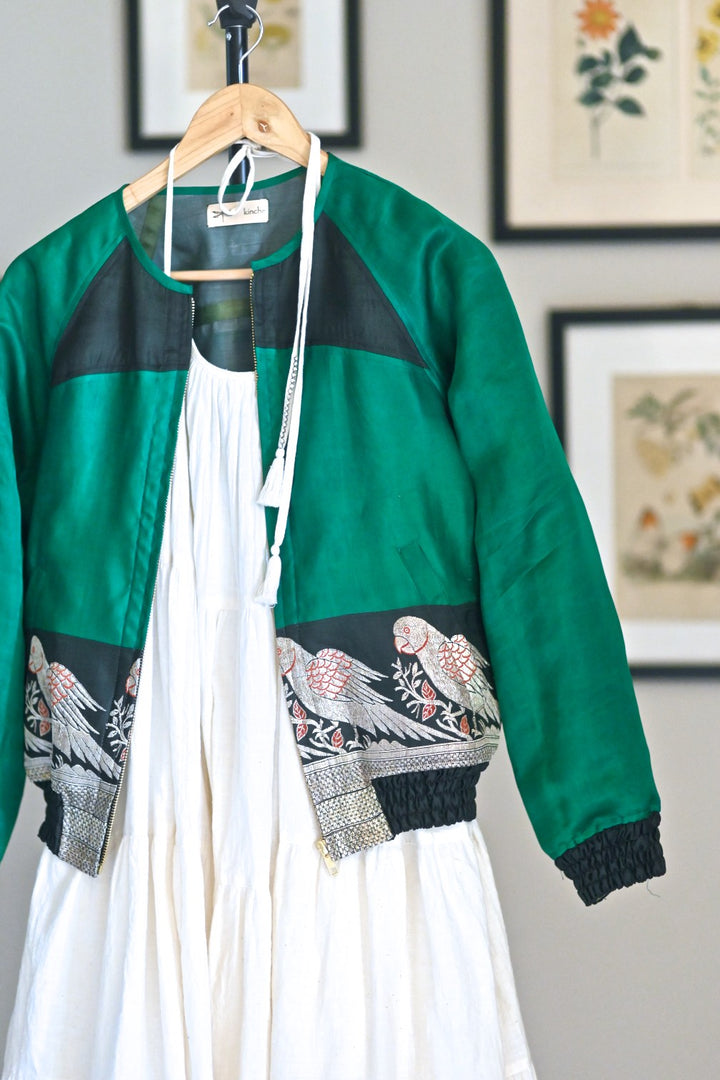Naina, Heritage Silk Revival Bomber Jacet - kinchecom