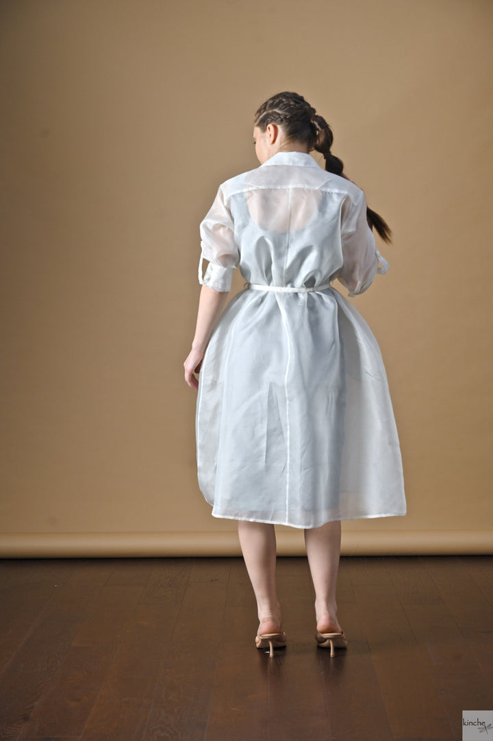 Frou-Frou, Organza Silk Coat Dress with Turquoise Lycra fitted Dress - kinchecom