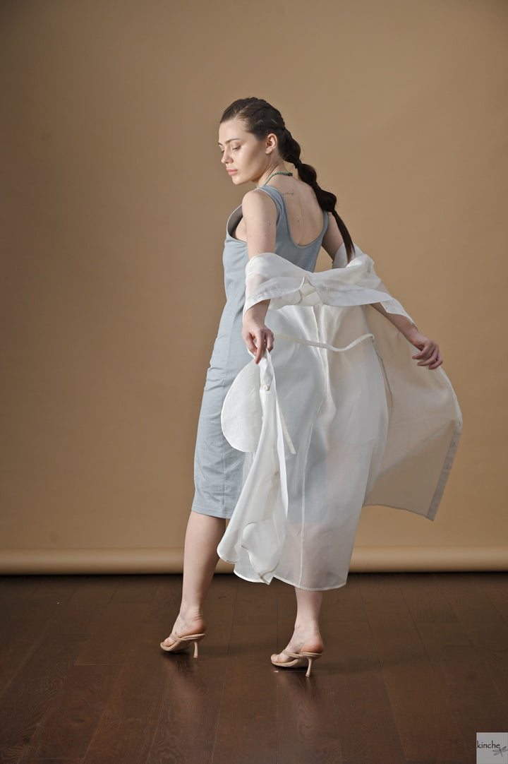 Frou-Frou, Organza Silk Coat Dress with Turquoise Lycra fitted Dress - kinchecom