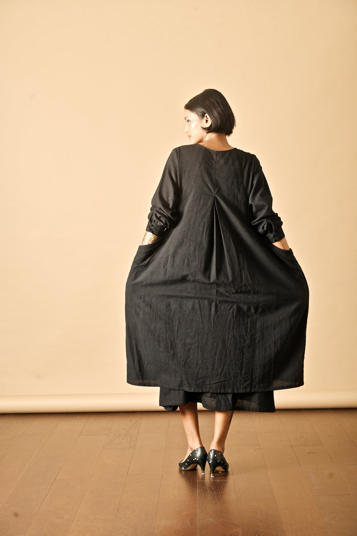 Kyoto, Black, Pinafore Style Dress in Dress - kinchecom