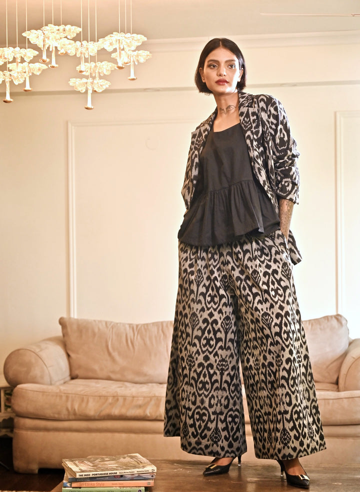 Khieve, Handwoven Ikat Fabric Cotton Blazer & Ikat Pants