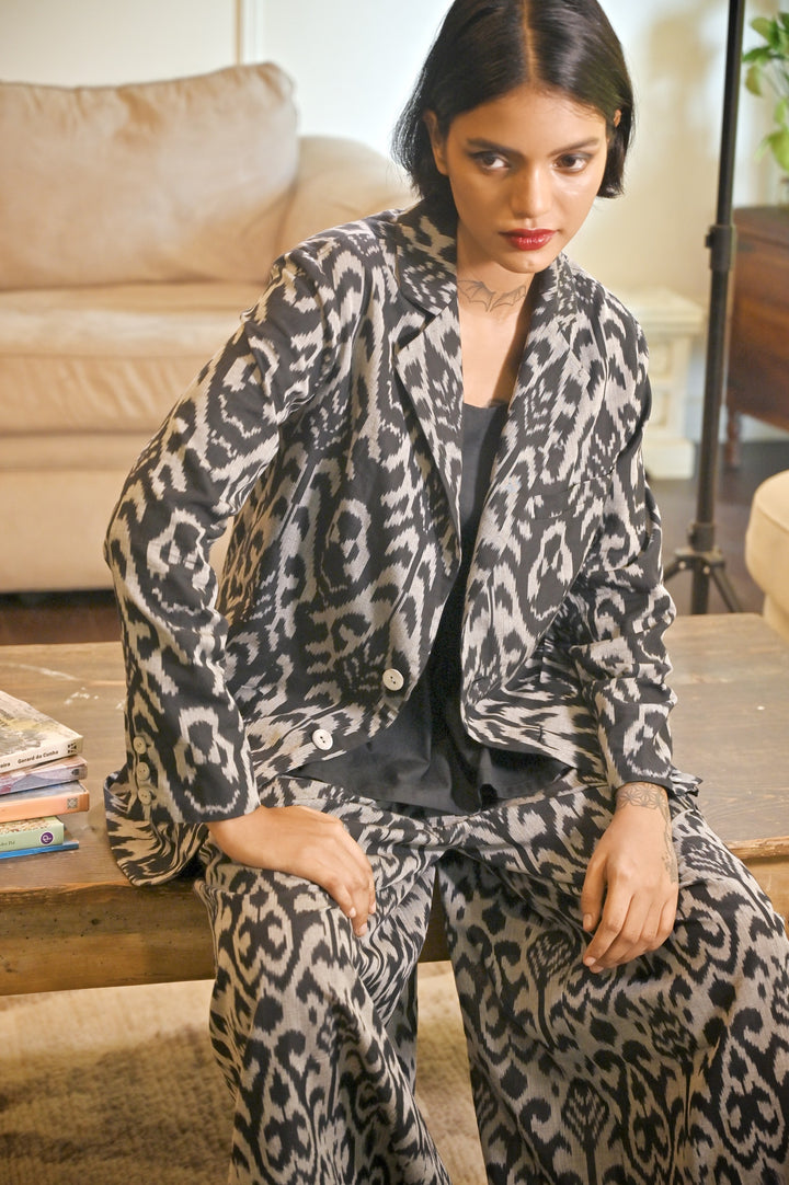 Khieve, Handwoven Ikat Fabric Cotton Blazer & Ikat Pants