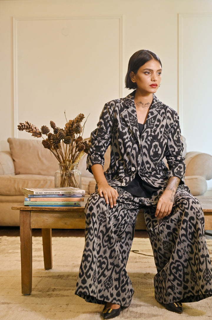 Khieve, Handwoven Ikat Fabric Cotton Blazer & Ikat Pants