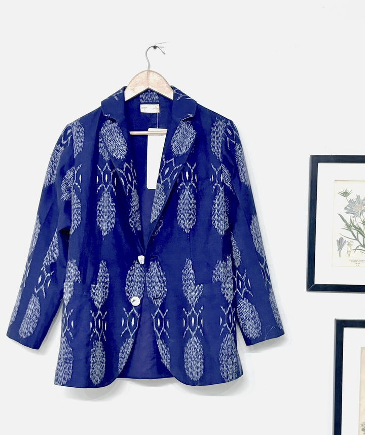 Bukhara, Handwoven Ikat Fabric Cotton Blazer & Indigo Pants, Sustainably made