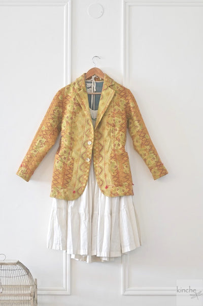 Robin, Sustainably Made with Vintage Kantha Quilt, Unisex Blazer in Size/Bust 36 Inches