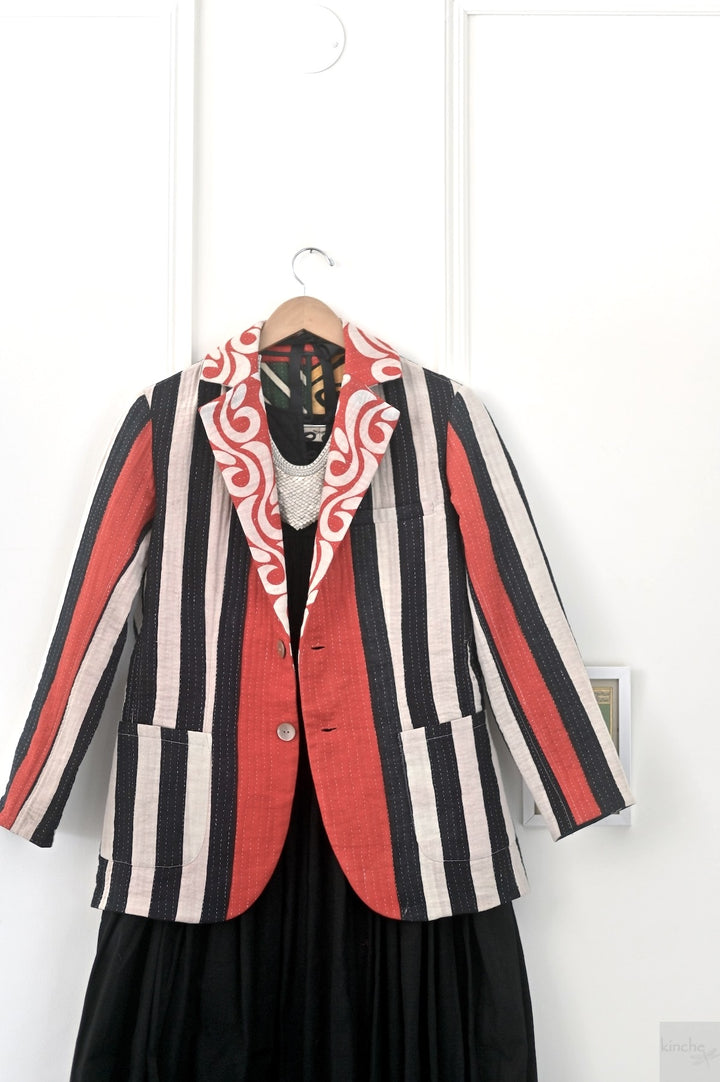 Medium, Carmel, Vintage Kantha Blazer, One of a Kind - kinchecom